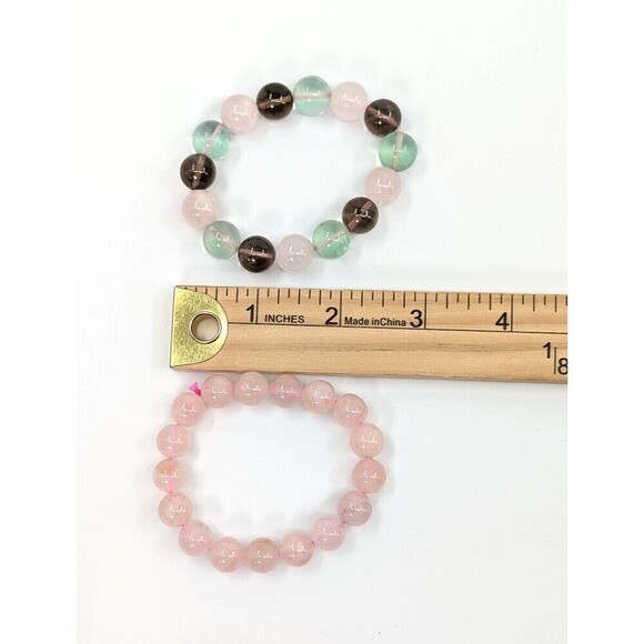 Set of 2 Bracelet Rose Quartz Amethyst Stone Bead Ethereal Mystical Celestial - Picture 8 of 9